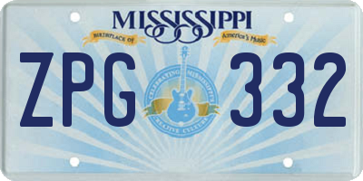 MS license plate ZPG332