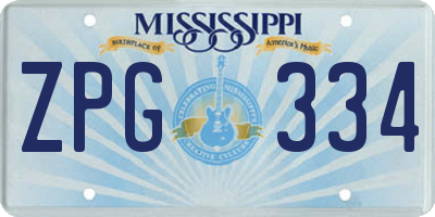 MS license plate ZPG334