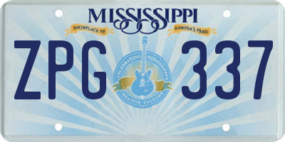 MS license plate ZPG337