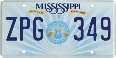 MS license plate ZPG349