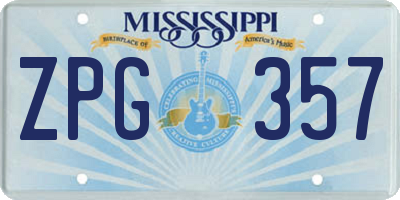 MS license plate ZPG357