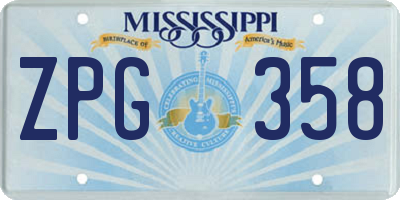 MS license plate ZPG358