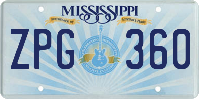 MS license plate ZPG360