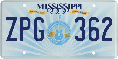 MS license plate ZPG362