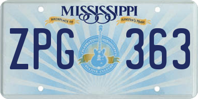 MS license plate ZPG363