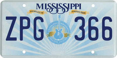 MS license plate ZPG366