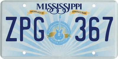 MS license plate ZPG367