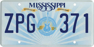 MS license plate ZPG371