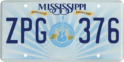 MS license plate ZPG376