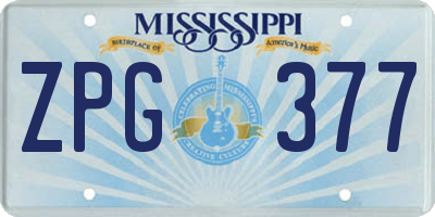 MS license plate ZPG377