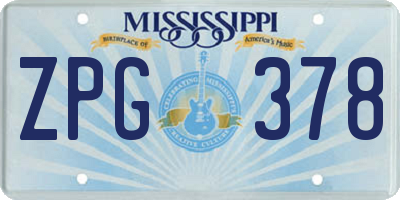 MS license plate ZPG378