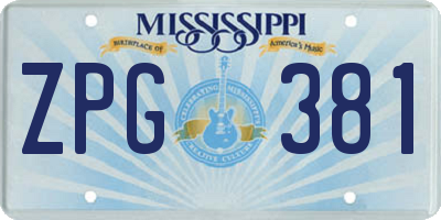 MS license plate ZPG381