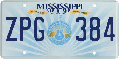 MS license plate ZPG384