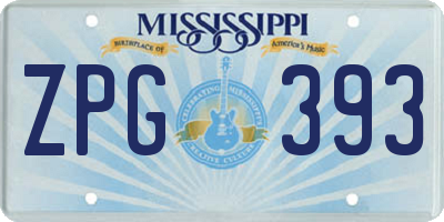 MS license plate ZPG393