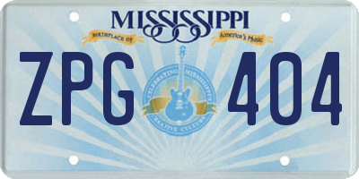 MS license plate ZPG404