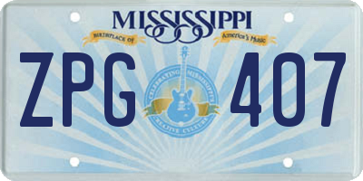 MS license plate ZPG407