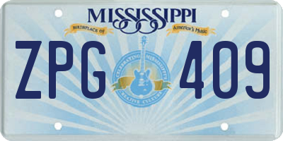 MS license plate ZPG409