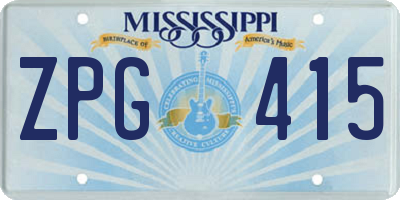 MS license plate ZPG415