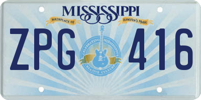 MS license plate ZPG416