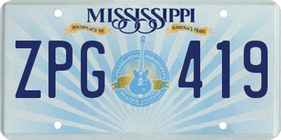 MS license plate ZPG419