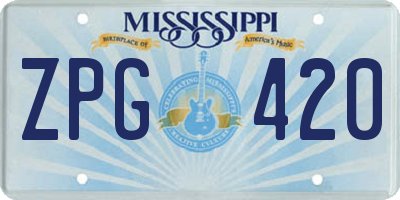 MS license plate ZPG420