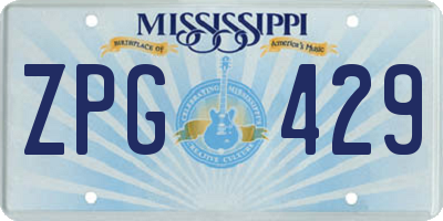 MS license plate ZPG429