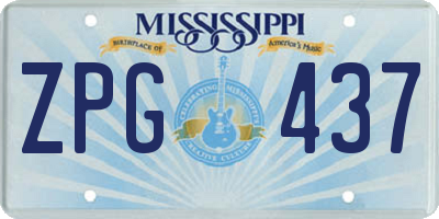 MS license plate ZPG437