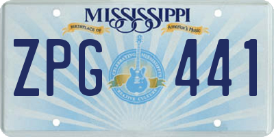 MS license plate ZPG441