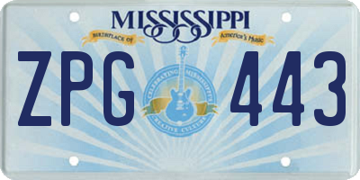 MS license plate ZPG443