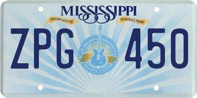 MS license plate ZPG450
