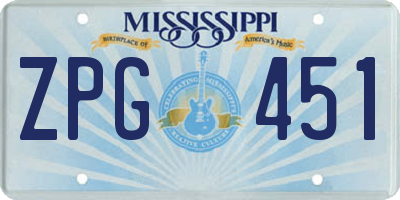 MS license plate ZPG451