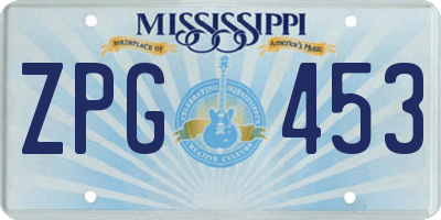 MS license plate ZPG453