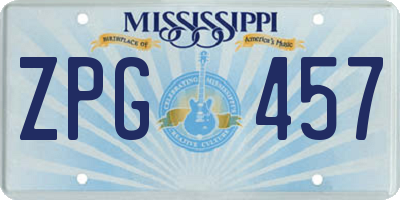MS license plate ZPG457