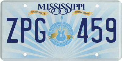 MS license plate ZPG459