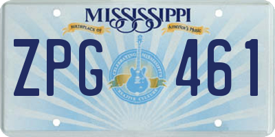 MS license plate ZPG461