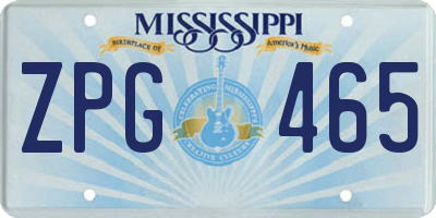MS license plate ZPG465