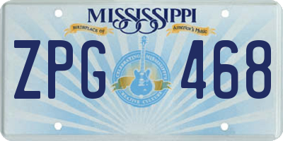 MS license plate ZPG468