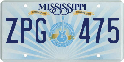 MS license plate ZPG475