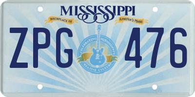 MS license plate ZPG476