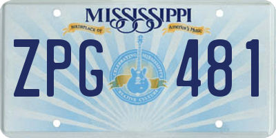 MS license plate ZPG481
