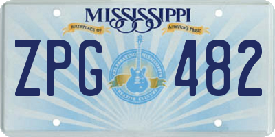 MS license plate ZPG482