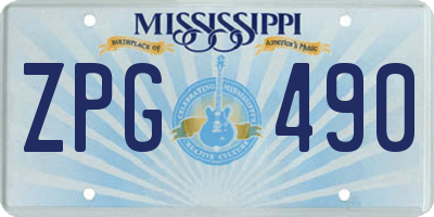 MS license plate ZPG490