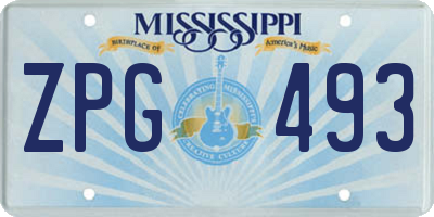 MS license plate ZPG493