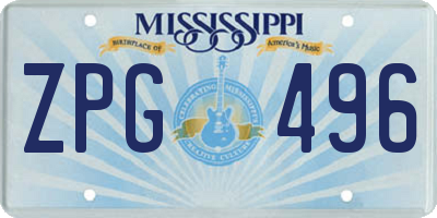MS license plate ZPG496