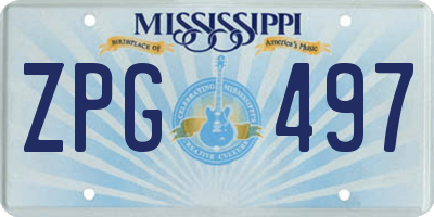 MS license plate ZPG497