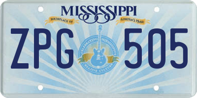 MS license plate ZPG505