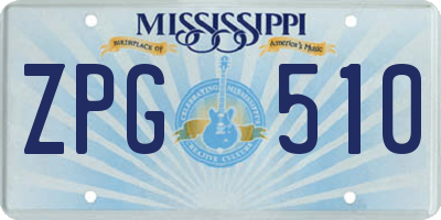 MS license plate ZPG510