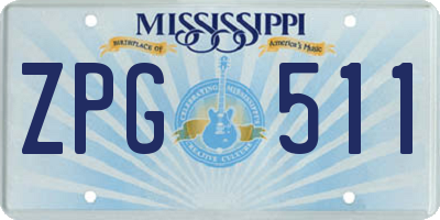 MS license plate ZPG511