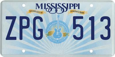 MS license plate ZPG513