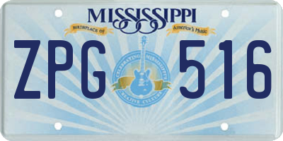 MS license plate ZPG516